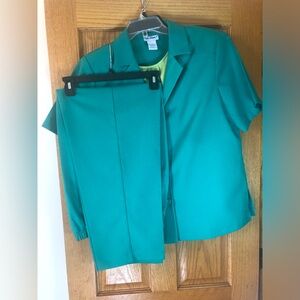 Teal Short Sleeve Blazer and Pants Set